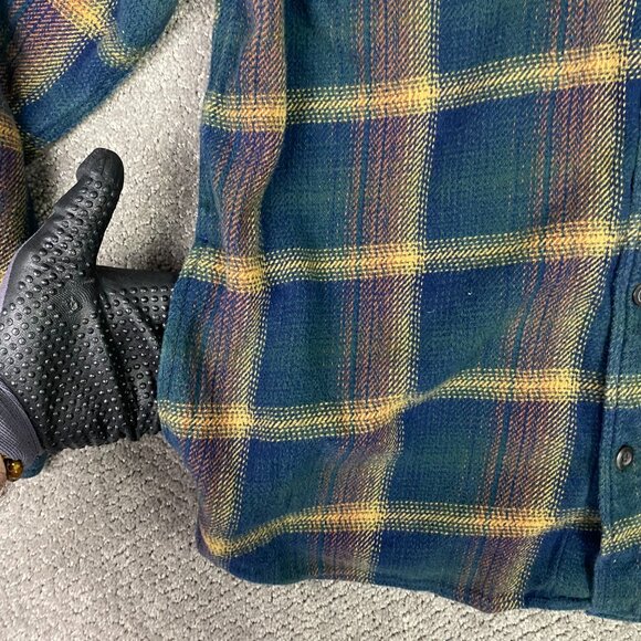Orvis Shirt Jacket Shacket Men's Large Fits like Medium Green Blue Yellow Plaid - Picture 3 of 12